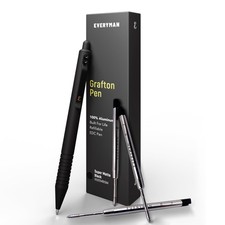 Everyman Black Super Matte Grafton Pen Refill Set Refillable Metal 0.7mm Gel
