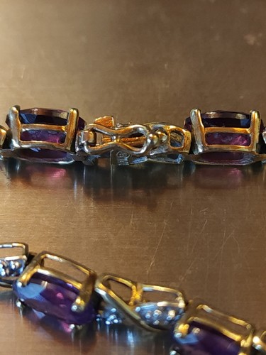 Brazalete de zafiros y diamantes Nat Crtd 10k HN Color Change Lab, 7 pulgadas 8,96 gramos - Imagen 8 de 10