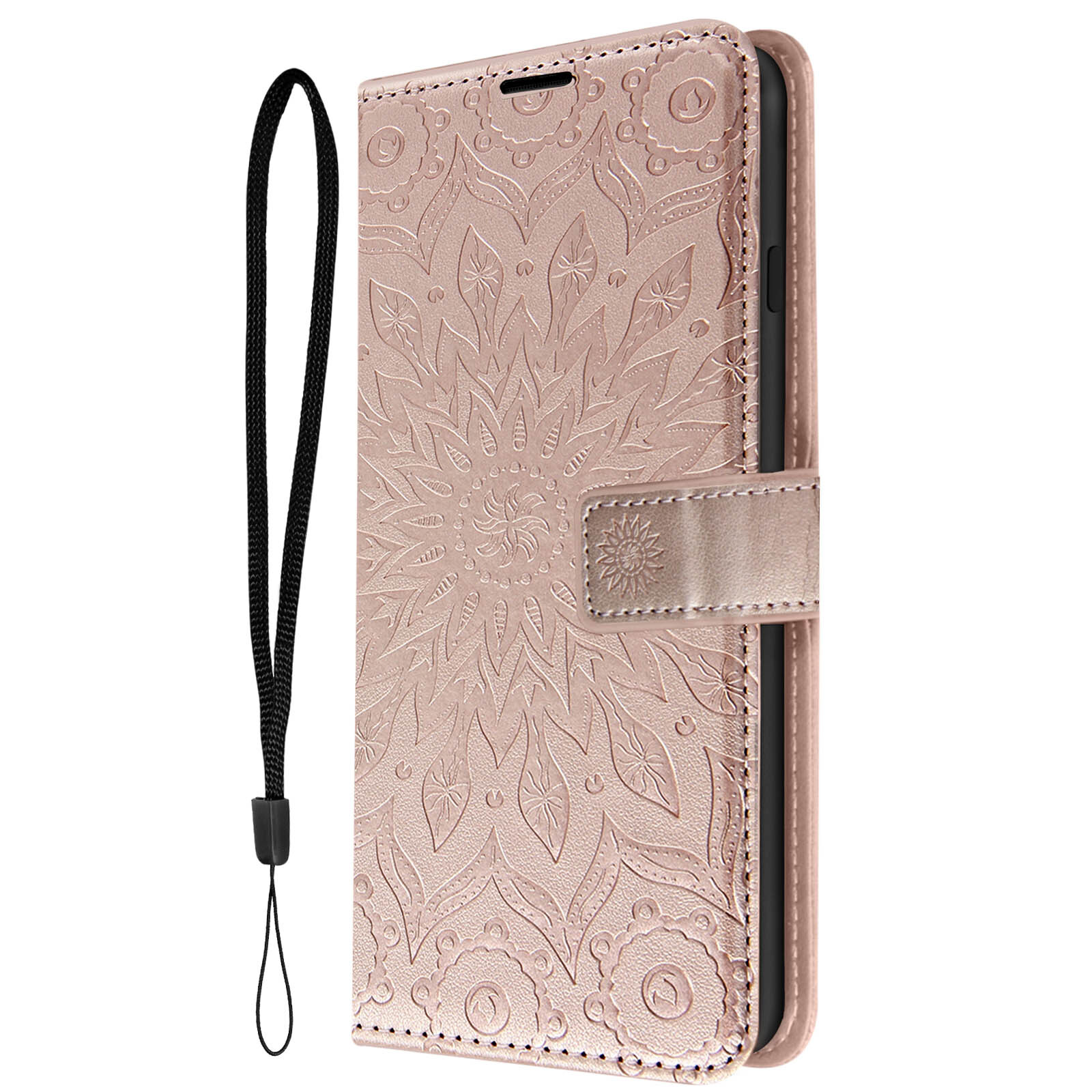 Folio Case for iPhone 11 Wallet and Stand Mandala Flower Pink