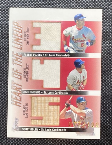 2004 Clubhouse Collection Heart of the Lineup Triple Relic Pujols Edmonds Rolen - Picture 4 of 4