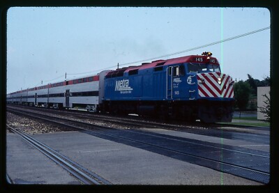 Eisenbahn Dia - Chicago Metra #145 F40PH City of Aurora Lokomotive 1989 IL