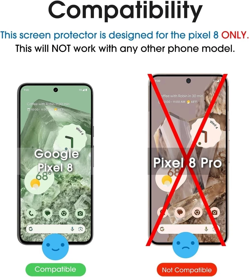 amFilm 3+1 Pack for Google Pixel 8 Screen Protector Tempered Glass - Image 2 of 4