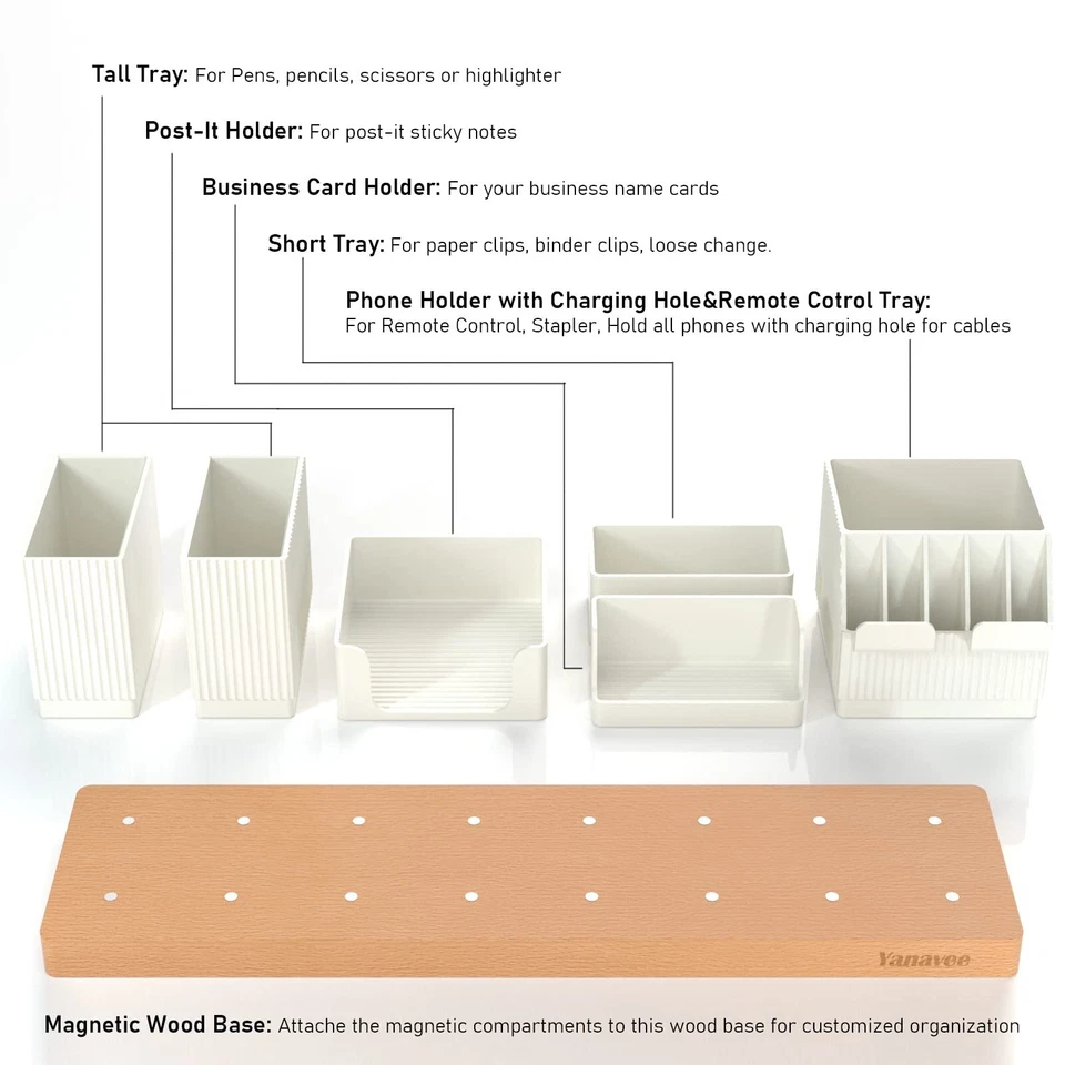 Schreibtisch Organizer Schreibtischorganizer Holz Büro Organizer Einstellbare... - Bild 2 von 4