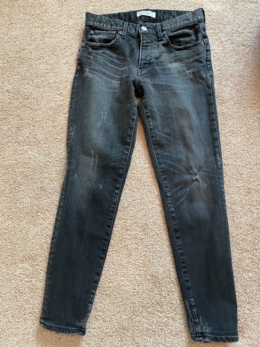 Moussy Vintage Denim Jeans Black Mid Rise Light Distressing Moussy Vintage Denim Jeans Black Mid Rise Light Distressing