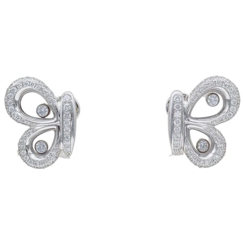 Chopard — Chopard Happy Diamond 18k White Gold Butterfly Clip Earrings