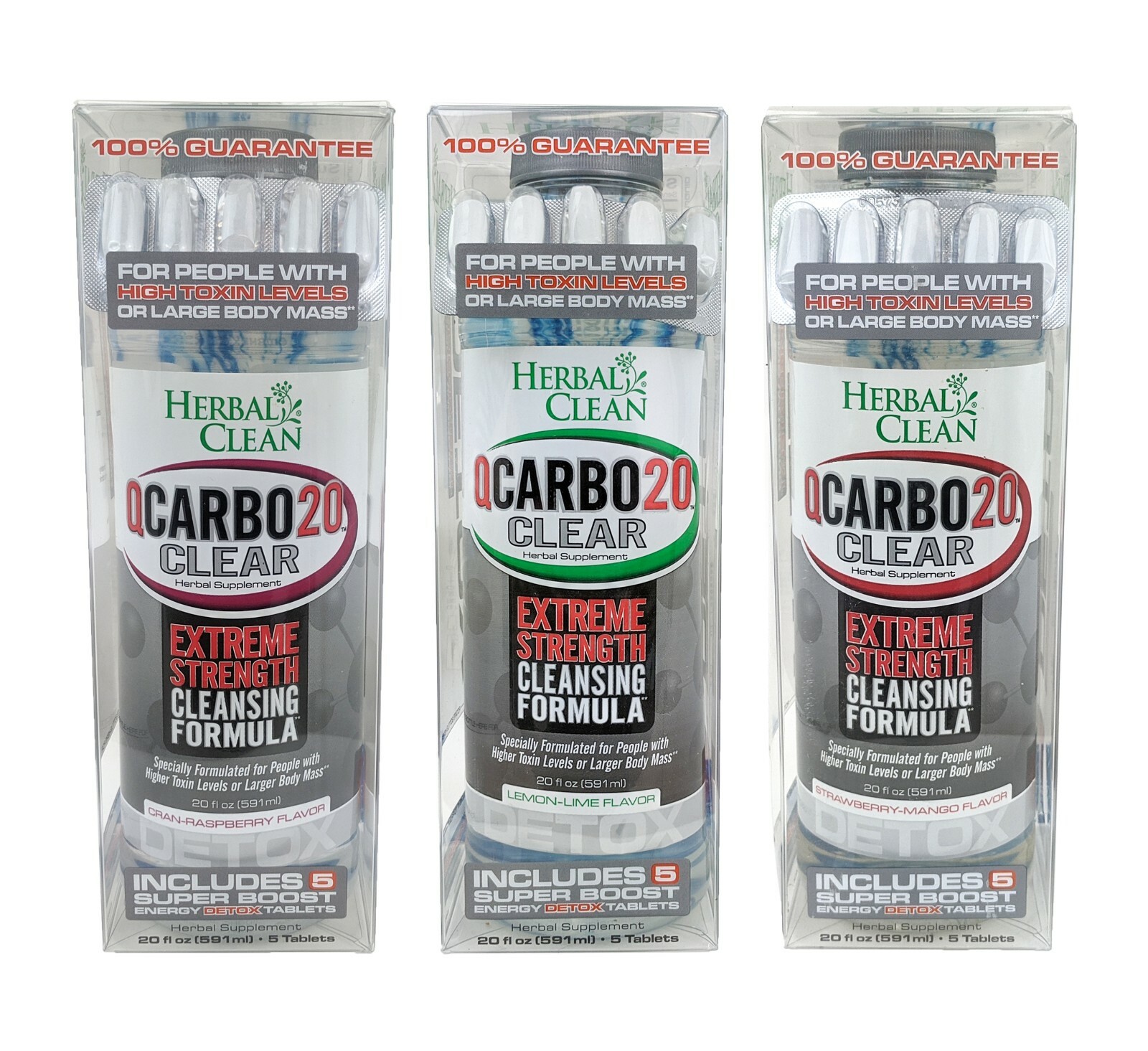 Herbal Clean Qcarbo20 CLEAR Extreme Strength Detox Cleansing w 5