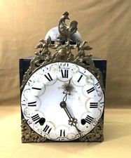 ancien mouvement / mécanisme d'horloge comtoise XVIII 18ème fronton coq aigles