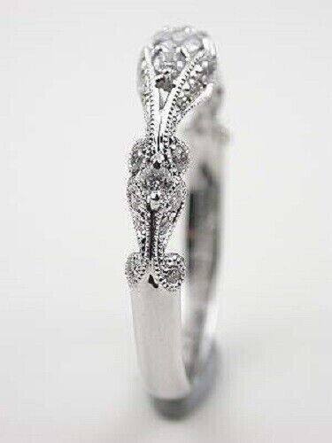 Vintage Stil 1 Karat runder simulierter Art Deco Hochzeit 925 Sterlingsilber Bandring - Bild 2 von 5
