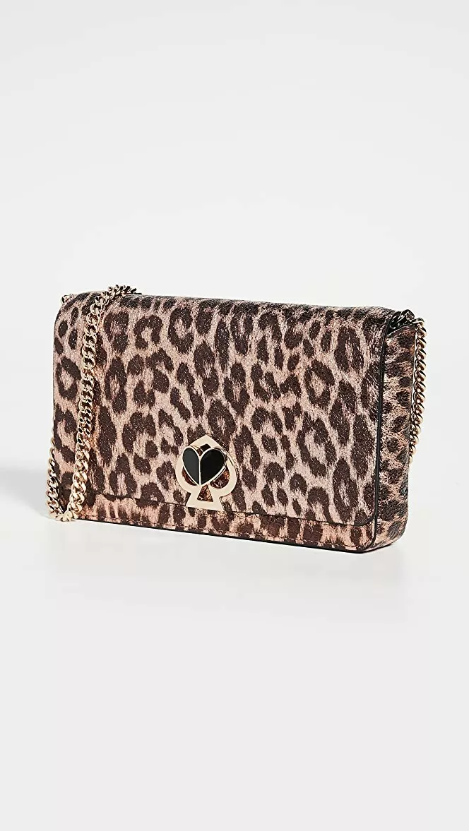 Kate Spade Nicola Metallic Leopard Twistlock Chain Wallet