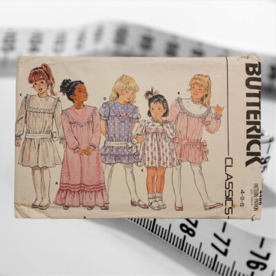 Butterick Classics 4486 Girls Dress 4 5 6 Multiple Options Vintage 1986