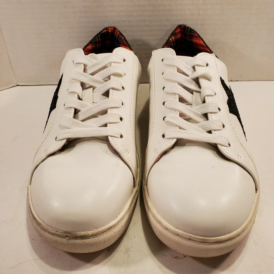 Betsey Johnson For Torrid 运动鞋 9W 白色黑色闪光星星格子衬里阅读 — 第 3/4 张图片