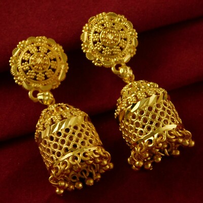 South Asian Women 18K Earrings Wedding Traditional Goldpatled