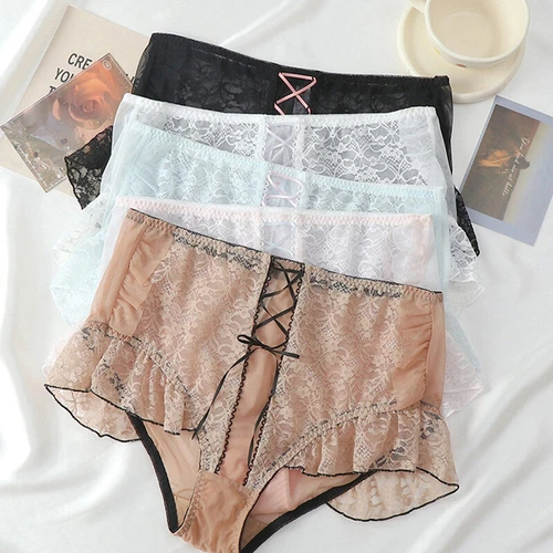 Womens Sexy Lace French Knickers Lingerie Ladies Ruffle Briefs Panties Underwear - Picture 8 of 21