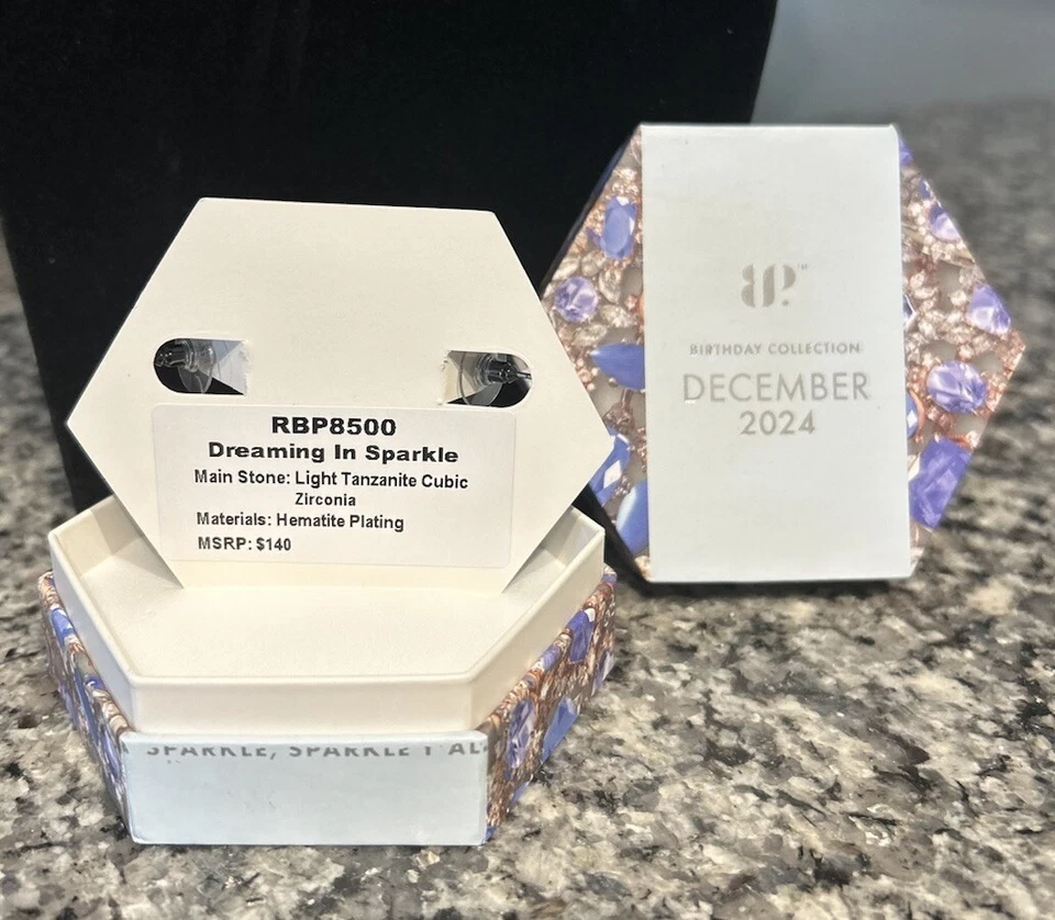 Bomb Party December 2024 Dreaming In Sparkle Light Tanzanite Hematite Earrings - Image 2 of 3