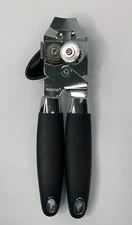 Robinson Heavy-Duty Hand Crank Can Opener Black Stainless Steel Plastic Handle