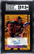 2022-23 Topps Finest UCL AC Milan Rafael Leao Autograph Orange Wave /25 SGC 10