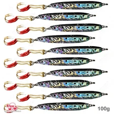 10pcs 100g fishing vertical jig speed knife 3.5oz Trolling assist hook Black