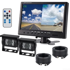 9" Quad Rear View Monitor+2x 4PIN CCD Backup Camera+2x 10m Kit For Truck Carvan