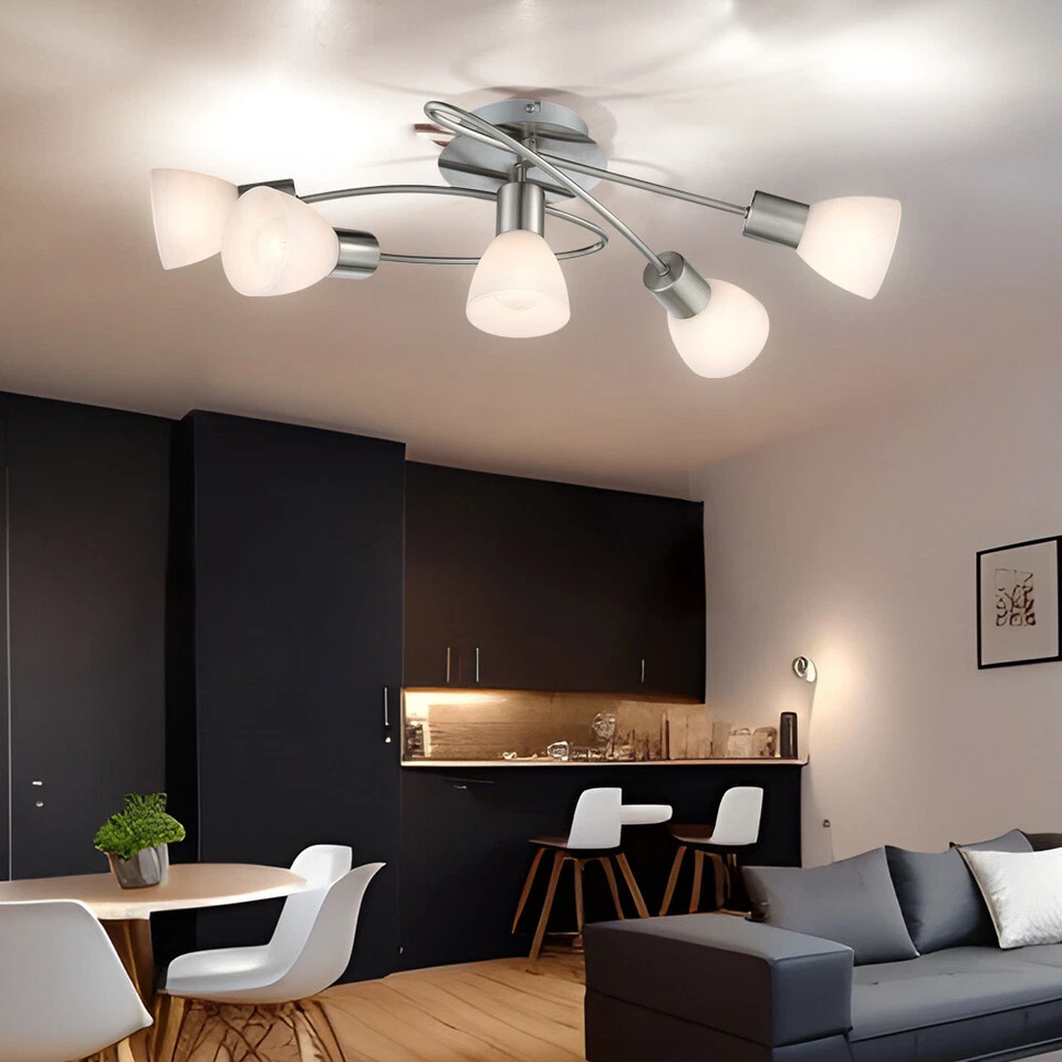 Lampada Da Soffitto Lampada Da Salotto Lampada Da Cucina Vetro Argento L 61 Cm - Immagine 3 di 4