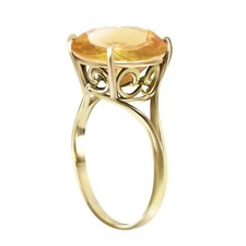 18K. SOLID GOLD RING WITH NATURAL 12.0 MM ROUND CITRINE Yellow Gold 