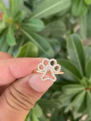 1Ct Dog Paw Engagement Ring Simulated Diamond Round Cut