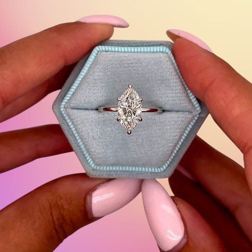 Platinum Marquise Cut Diamond Ring Pt950 Engagement Lab Grown Igi 2.50 Carat
