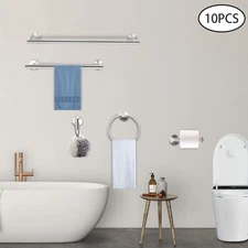 10 Piece Metals Bathroom Hardware Set Accessory Suit Stainless Steel Towel Racks