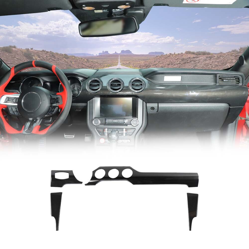 Cubiertas Decorativas De Fibra De Carbono Para Ford Mustang 2015-2023 - 4 Piezas, Fácil Instalación Sin Taladrar