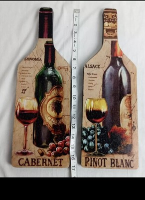 Cabernet and Pinot Blanc Wine Wall Hanging Plaques