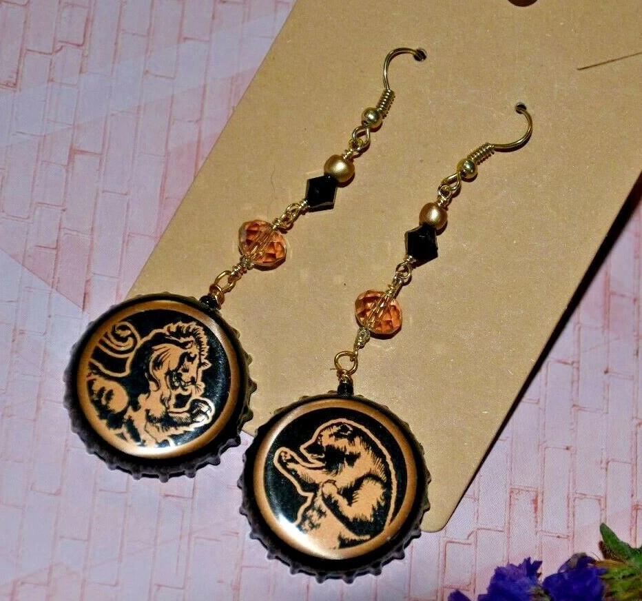 Bottle cap shop drop earrings