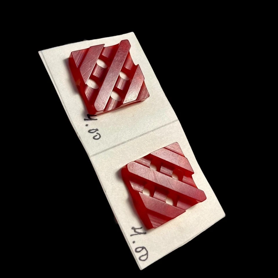 Vintage Bakelite Cherry Red Waffle Buttons LOT Of 8 Carved Chunky Collectible - Image 4 of 4