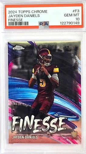 PSA 10! 2024 Topps Chrome Jayden Daniels #F-3 Finesse RC Commanders