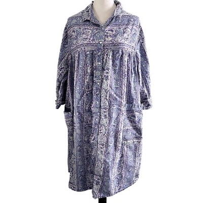 Vintage Models Coat Pearl Snap Housecoat Mumu Lavendar Purple Paisley Robe 3X