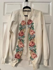 Vintage 80s 90s Pannill Hanes Open Front Sweatshirt Cardigan Floral XXL USA Made