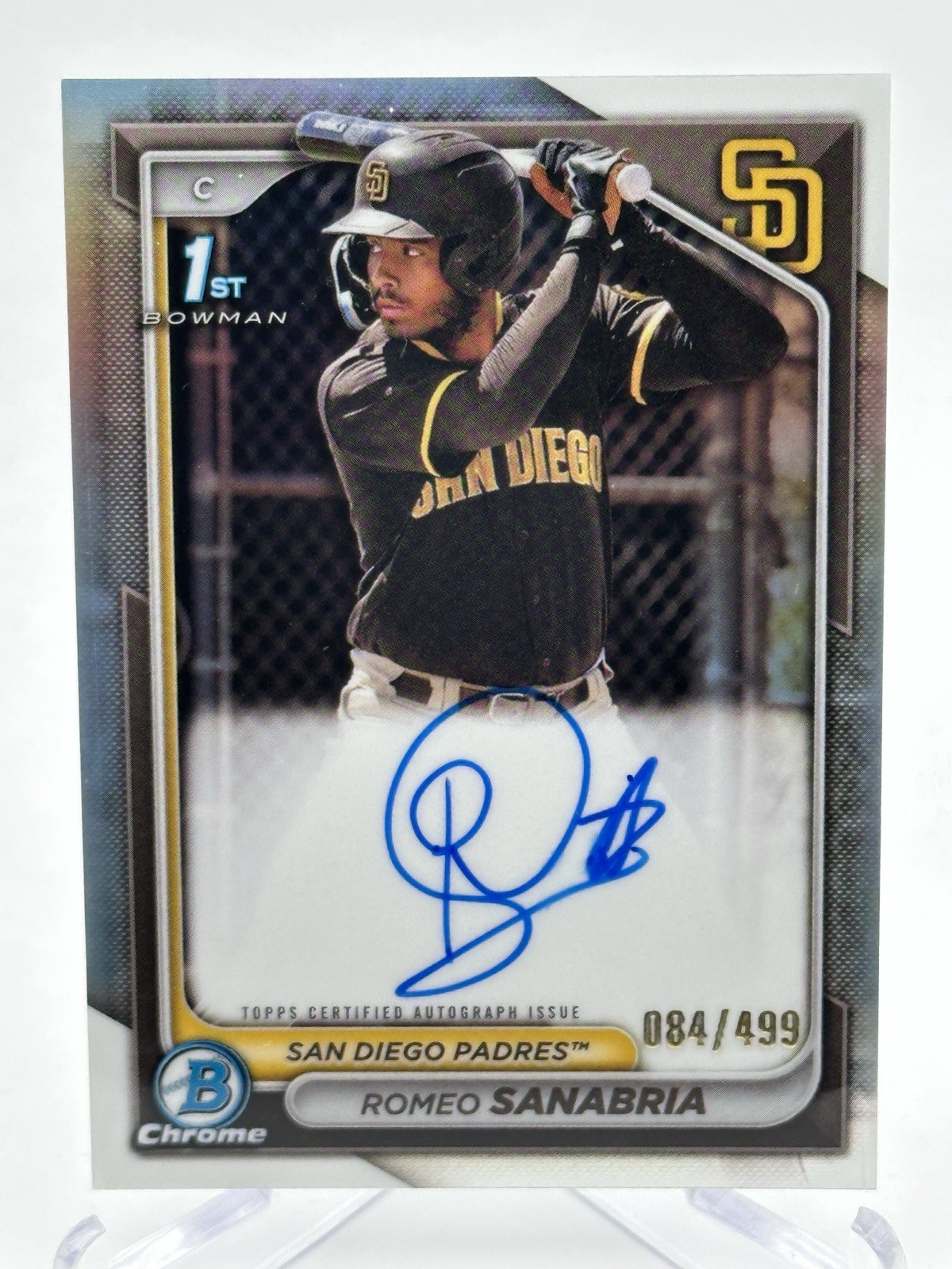 2024 Bowman Chrome Romeo Sanabria 1st Refractor Auto /499 #CPA-RS Padres