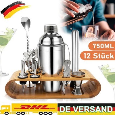 12-teiliges Set Cocktail Shaker Set 750ml Shaker Barkeeper Kit Mixer Edelstahl