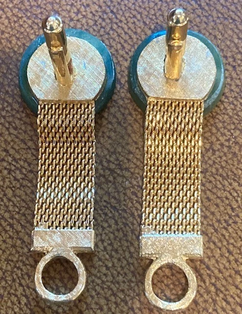 Винтажный Данте надежном вокруг запонки зеленый/белый Incolay мужской и женский камео - Изображение 2 из 4