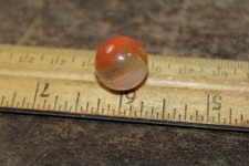 Vintage Glass Marble Orange Clear White Swirl