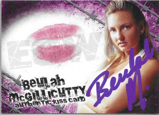 ECW Beulah Mcgillicutty Beautiful Hot Sexy Autograph Signed Kiss Card Purple Ink