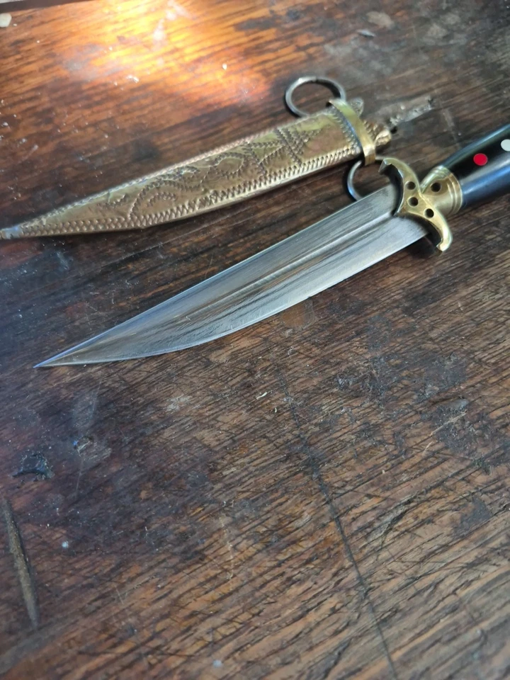 CUCHILLO Y FUNDA DE AGUJA DAGA DIRK HUESO JAMBIYA PERSA LIBANESA PERSA VINTAGE RARO Foto 2 de 4