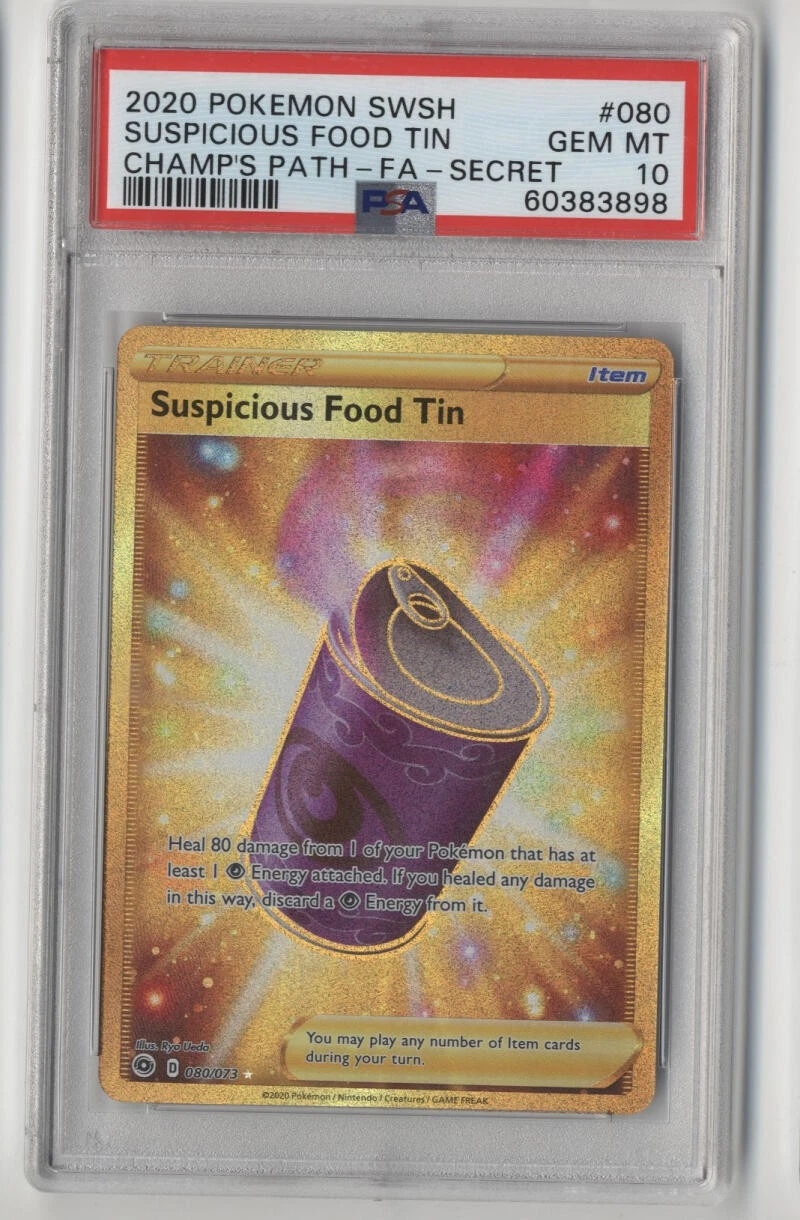 2020 Pokemon Champion's Path Suspicious Food Tin #80 Secret Rare Full Art PSA 10