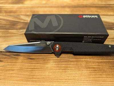 Böker Magnum Pocket Knife 440B Steel Blade, G10 Handle, Rapid Flip Opening