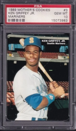 KEN GRIFFEY JR. 1989 Mother's Cookies Mariners Team #3 Rookie (RC) PSA 10