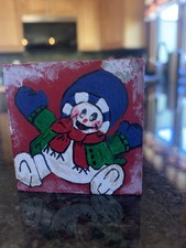LC Creations Hand Painted Christmas 2x2 Block Snowman