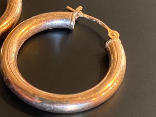 VTG Solid 10K Yellow Gold Hoop Earrings Tube Circle Round Tubular Hinged Classic - Picture 8 of 24