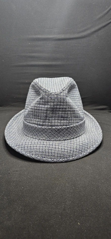 Vintage Dobbs Fifth Avenue New York Wool Tweed Fedora Grey & Navy  Size 7 1/8 - Image 4 of 4