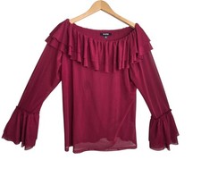 Ups Downs Whimsigoth Burgundy Ruffle Top Bell Cuff Sheer2X Fairy Grunge Y2K