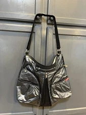Skip Hop Expandable Metallic Puffer Diaper Crossbody Shoulder Bag Travel Carryon