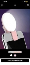 Clip-On LED Selfie Ring Light for Smartphone/Cell Phone, White Plastic
