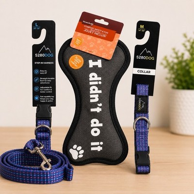 5280DOG Dog Walking Bundle Large Harness Medium Collar Plush Toy Set